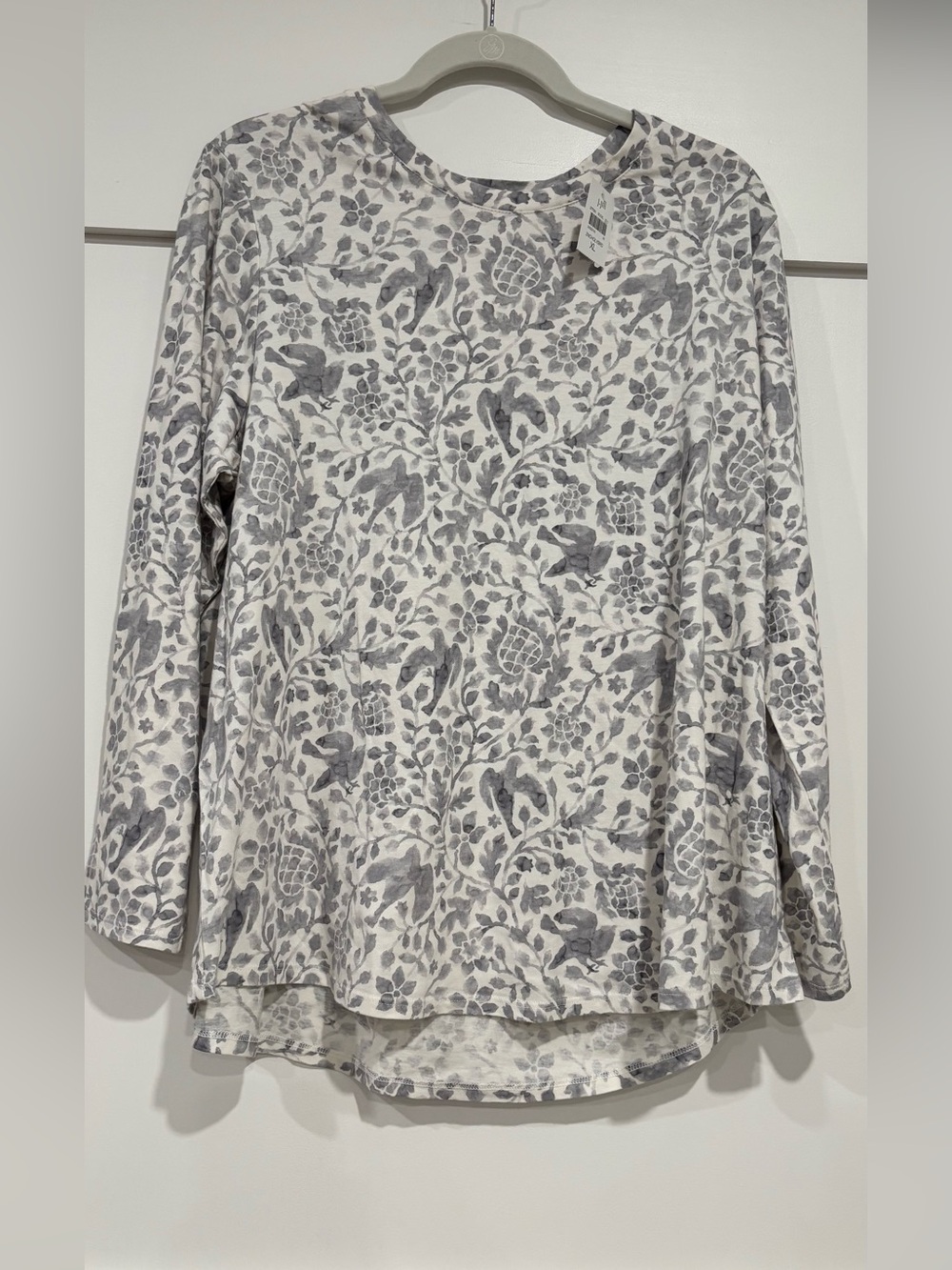 J. Jill White and Gray Floral Sleep Shirt